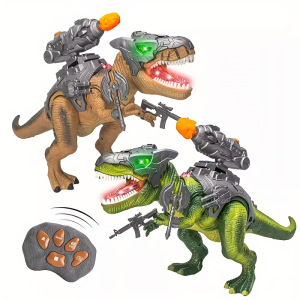 Simulated Alloy Dinosaur Toy RC T-Rex Runs & Roars Built-in Sound Effects Birthday Gift for Kids 3+ With Remote Batteries
