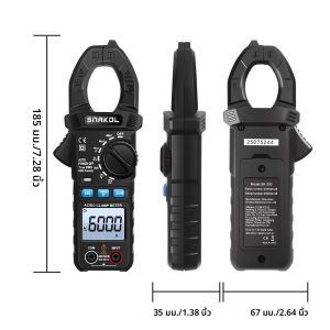 มิเตอร์วัดกระแสไฟฟ้าแบบหนีบ SNAKOL มัลติมิเตอร์ วัดแรงดันไฟฟ้ากระแสสลับ/กระแสตรง 6000 ค่า แอมมิเตอร์ โวลต์มิเตอร์ ตรวจจับแรงดันไฟฟ้าโดยไม่สัมผัส วัดความต้านทาน วัดค่าคาปาซิเตอร์ เครื่องมือช่างไฟฟ้า