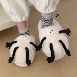 Cute Couple Cotton Slippers Indoor Warmth Back Heel Womens Mens Student Winter Home Comfortable Plush Shoes Low Heel