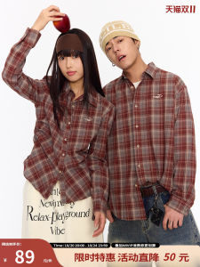 เสื้อเชิ้ตลายสก็อตปักลายสำหรับคู่รัก NewJNXS แขนยาวและแขนสั้น ทรงหลวม ฤดูใบไม้ผลิ 2025 สำหรับเยาวชน