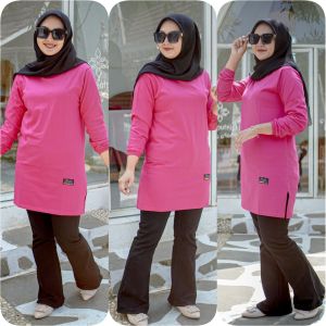 TUNIK POLOS 08> POLOS BELAH PINGGIR TANGAN KERUT PAKAI KARET JAHITAN BELAH PINGGIR