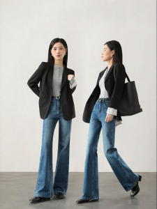 HIPPIE MISS | Custom Small Size American Vintage High Waist Stretch Slim Fit Bell Bottom Jeans
