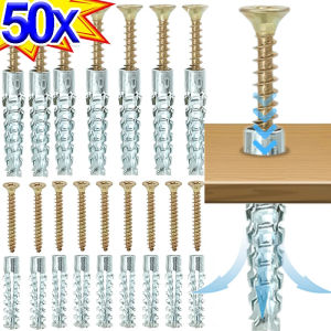Dizoey 10-50sets Metal Expansion Screw Sturdy Metal Fasteners Serrated Tube Drill Plug Solid Serrat Thorny Wall Bolt Home Improvement