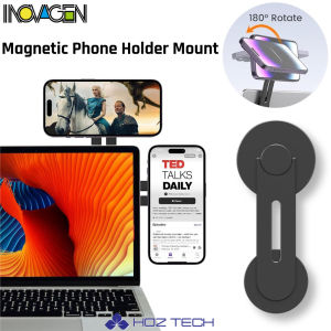 INOVAGEN Dual arm Car Phone MountMagnetic Laptop Phone HolderSlim Portable Adjustable Computer Expansion BracketPhone Holder Mount for Monitors Top and Side