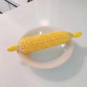 ส้อมจิ้มผลไม้ (1คู่) ส้อมสแตนเลส ส้อมข้าวโพด วัสดุสแตนเลส+TPR ส้อม ล้างทำความสะอาดง่าย เหมาะสำหรับพกพา