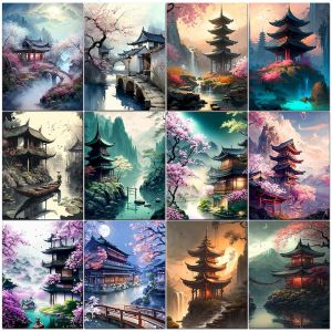 PhotoCustom Diy Handwork Painting By Numbers Loft Scenery Oil Paint For Adult Coloring By Numbers On Canvas Painting Unique Gift