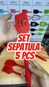 Set Spatula Silikon 5 Pcs Sepatula Masak Sutil Peralatan Dapur Masak Kitchenware Tools Non Sticc