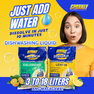 Sparkly INSTAKIT Dishwashing Liquid (3L - 18 Liters Yield) - JUST ADD WATER with ANTIBAC