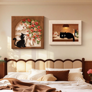 HAIMASHENGKANG | French Vintage Style Cat Combination Wall Art