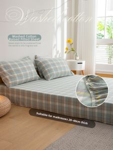 Pure Cotton Washed Cotton Extra Large Fitted Sheet 180X200
