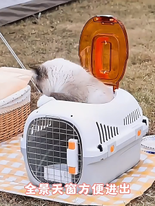 Pet Carrier Air Box Portable Cage For Cat Dog Flight Case Outdoor Carry Travel Box W Sunroof Large