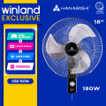 Hanabishi by Winland Industrial Wall Fan Electric Fan HIWF-180W HIWF180W HIWF 180W. 