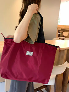 Portable Thickened Drawstring Shopping Bag Eco-friendly Foldable Handheld Canvas Bag Single Shoulder Bag for Daily Supermarket Shopping And Travel