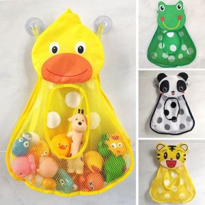1pcs Cute Duck Tiger Frog Panda Bath Toys Mesh Net Storage Bag Strong Suction Cups Bath Game Bag Bathroom Organizer Water Toys