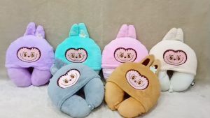 Hoodie Labubu & Bantal Leher Topi Labubu The Monsters Macarone Kawai