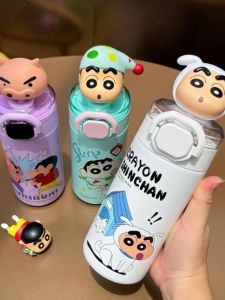 next Kiss Premium Crayon Shinchan Insulated Water Bottle Straw Cup for Students Children Stainless Steel 316 560ml Capacity