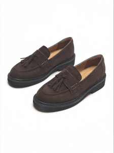 Hotwind | Vintage Tassel Low-heel Brown Loafer Shoes