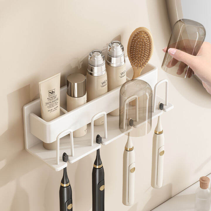 [fun] Toothbrush Holder Perforation-free Bathroom Wall-mounted Rack 