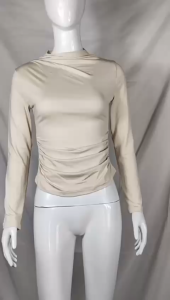 Atasan Knit Wanita Lengan Panjang Boat Neck Drape Cowl Korean Top Basic Baju Summer Ribbed Knit Rib Long Sleeve Posha