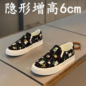 Casual Canvas Mens Shoes Summer Breathable Slip-On Driving Low-Top round Toe Flat Heel Fashionable Sports Shoes Soft Bottom