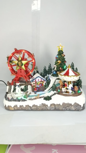 ONELINE #FC617 Christmas Village House Collectable Figurine-Carnival Carousel Music and lights