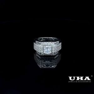 N1230 Nhẫn nam có lót lòng đính đá CZ cao cấp thiết kế sang trọng UHA