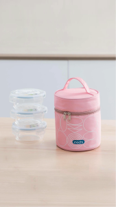 Inochi Circle Nikko Glass Food Container with Yoshino Thermal Bag – Durable Leakproof Heat-Resistant BPA-Free