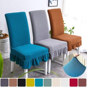 Thick Elastic Chair Cover Dining Stretchable Universal Knitted Thick Skirt Antifouling Chair Cover