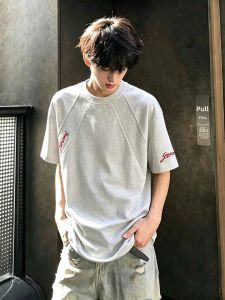 OUMULONG | American Structured Embroidered Summer Short Sleeve T-Shirts