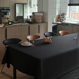 Black Tablecloth Pure Color Cotton Linen Fabric High-End Rectangle Waterproof Dining Table Cloth Modern Simple Style Home Textile