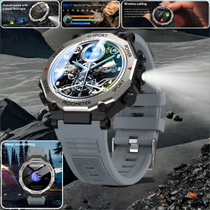 laxasfit | LAXASFIT 2025 New Smart Watch Bluetooth Talk with LED Flashlight Heart Rate Monitor Outdoor Sports Smart Watch