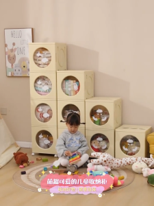 Corner box กล่องเก็บของพับได้ ตู้เก็บของว่าง ตู้เก็บของสำหรับเด็ก มีล้อ อุปกรณ์ตกแต่งบ้านสำหรับห้องนั่งเล่น ตู้เก็บของพลาสติกพับได้