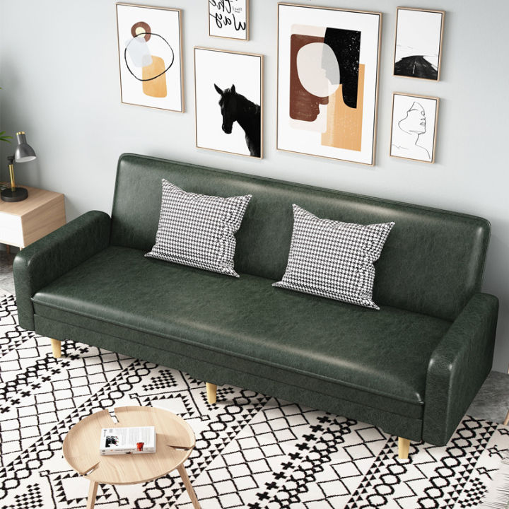 Rental Balcony Sofa Bed PU Leather Sofa Bed Single Small Apartment