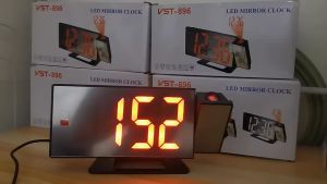 LED Projection Alarm Clock with 180° Angle & USB Timer Temperature for Home/Office Jam Loceng Digital Petak