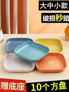 Large Capacity Plastic Square Dumpling Plate Home Use 2024 New Style Side Dish Plate Macaron Color Japanese Style Dishware
