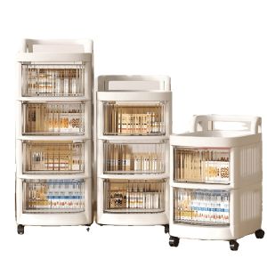 Living Room Mobile Toy Storage Cart: Multi-Layer Drawer Style Snack Shelf & Baby Supplies Organizer