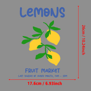 Lemons Fruit Market Print Iron-on Transfers for Clothing Fusible Clothing Patches Thermo-Stickers for Children DIY Sewing