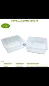 Thinwall Squere 2000 Ml Food Container Thinwall 2000 Ml (Isi 25 Pcs-SQ2000)