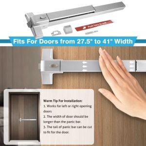 70-104cm(27.5"-41") Push Bar Lock Commercial Emergency Bar Panic Exit Device Suitable for Wood Metal Door