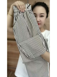 Retro High Waist Wide Leg Pants Vertical Stripes Thin Casual Loose Female Summer Comfortable Trousers Casual Straight Leg Jeans