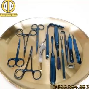 (Combo 12 ) Dụng cụ phẫu thuật thẩm mỹ Mũi màu xanh GERMANY TẶNG KHAY VÀNG khi mua trọn bộ 12 món