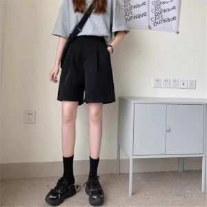 High Waist Wide Leg Pants Womens Summer Thin Loose Fit Casual Short Shorts plus Size 200 Pounds Slimming Effect Five-Quarter Length