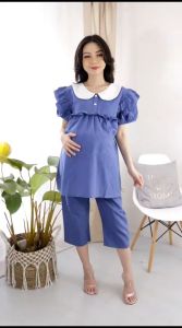 Baju Setelan Hamil dan Celana Hamil 7/8 Model Casual Bahan Katun Adem