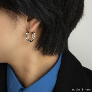 French Chic Double Layer Crossed Hoop Earrings Womens Fashion Jewelry round Circle Earrings Vintage Hong Kong Style Fresh out