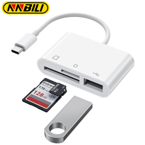 NNBILI USB C SD TF Memory Card Reader 3-in-1 Type C Camera Adapter Compatible with iPad iPhone15 MacBook Samsung USB C Devices