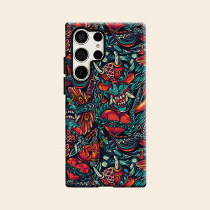 Old School Demon Tattoo Luxury Fashion Full Lens Protective Case for Samsung Galaxy S26 S25 S24 A56 A36 Plus Ultra