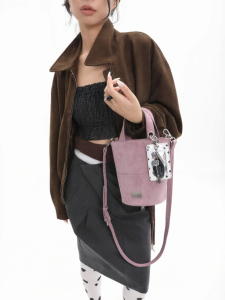 JANDRESS | Original Crossbody Small Bucket Bag Suede Polka Dot