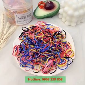 Hộp 1000/500 chun buộc tóc nhiều màu cho bé gái đáng yêu thun buộc tóc không cắn tóc co giãn tốt