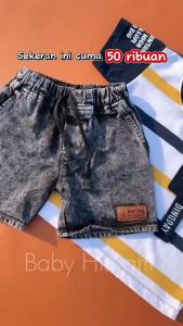 ESTISHOP X DINODAY: Setelan Anak Laki-laki Kaos Salur Keren Baju Stripe Lengan Kombinasi Celana Jeans 1-7 Tahun