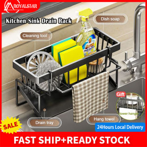 Royalstar Kitchen Sponge Rack Stainless Steel Kitchen Sink Drainer Rack Sponge Holder Dishcloth Holder with Drainage Function Hanging Kitchen Organizer Sink Rack